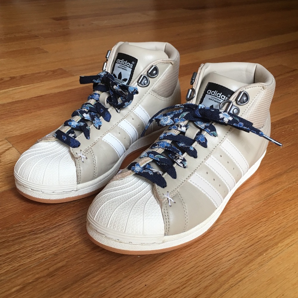 Adidas Pro Model Ortholite Tan with Floral Strings